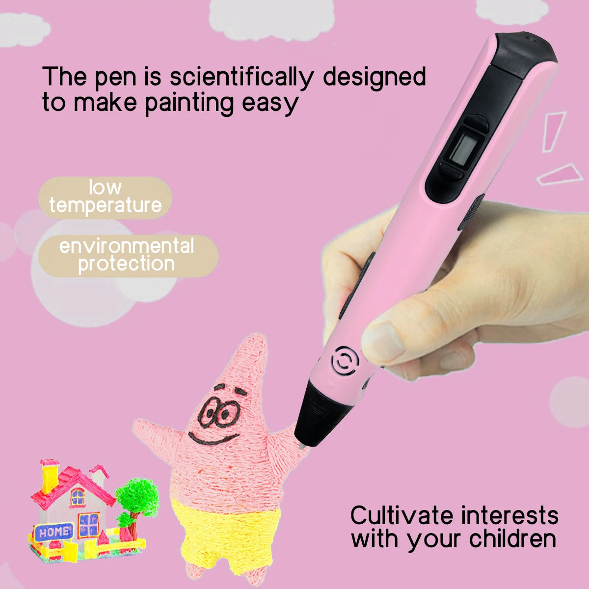 3D Printing Pen for Kids | LCD Screen + 9M PLA Filament 3D Drawing Pen QXL
