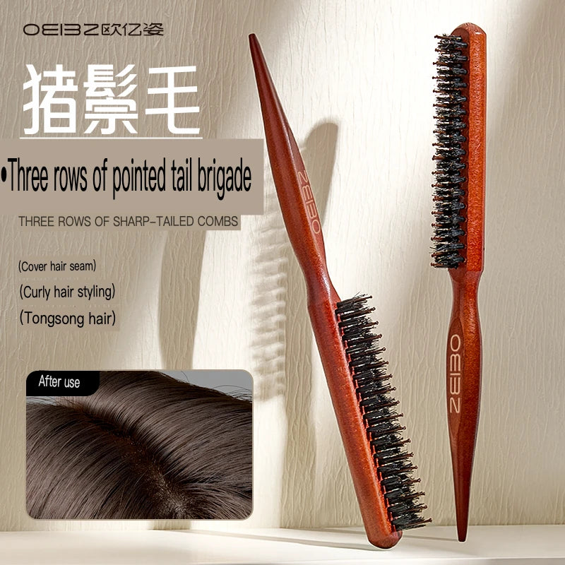 Wood Three-Row Teasing Comb | Anti-Static Fluffy Hair Styling Hair Teasing Comb QXL