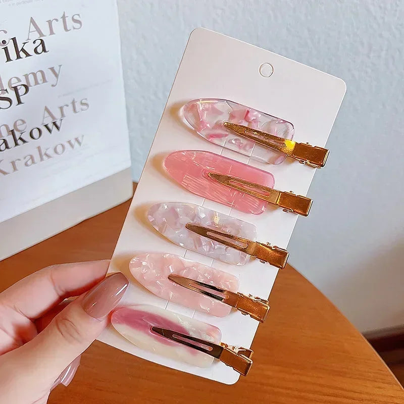 Sakura Pink Duckbill Hair Clips | No-Bend Bangs Clip 2/4 Pack Hair Clip Set QXL