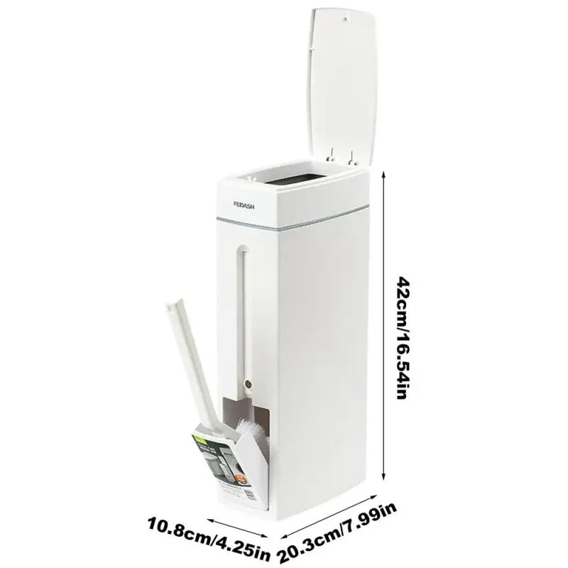 Space-Saving Bathroom Trash Can & Toilet Brush Combo Bathroom Trash Can Set QXL