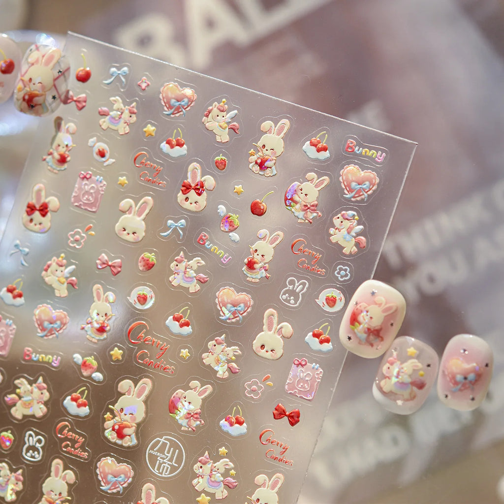 5D Unicorn Nail Stickers Y2K Self-Adhesive Nail Art Decals Nail Art Stickers QXL