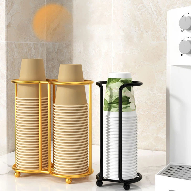 Disposable Cup Holder Iron Desktop Coffee Cup Storage Rack Cup Dispenser Rack QXL