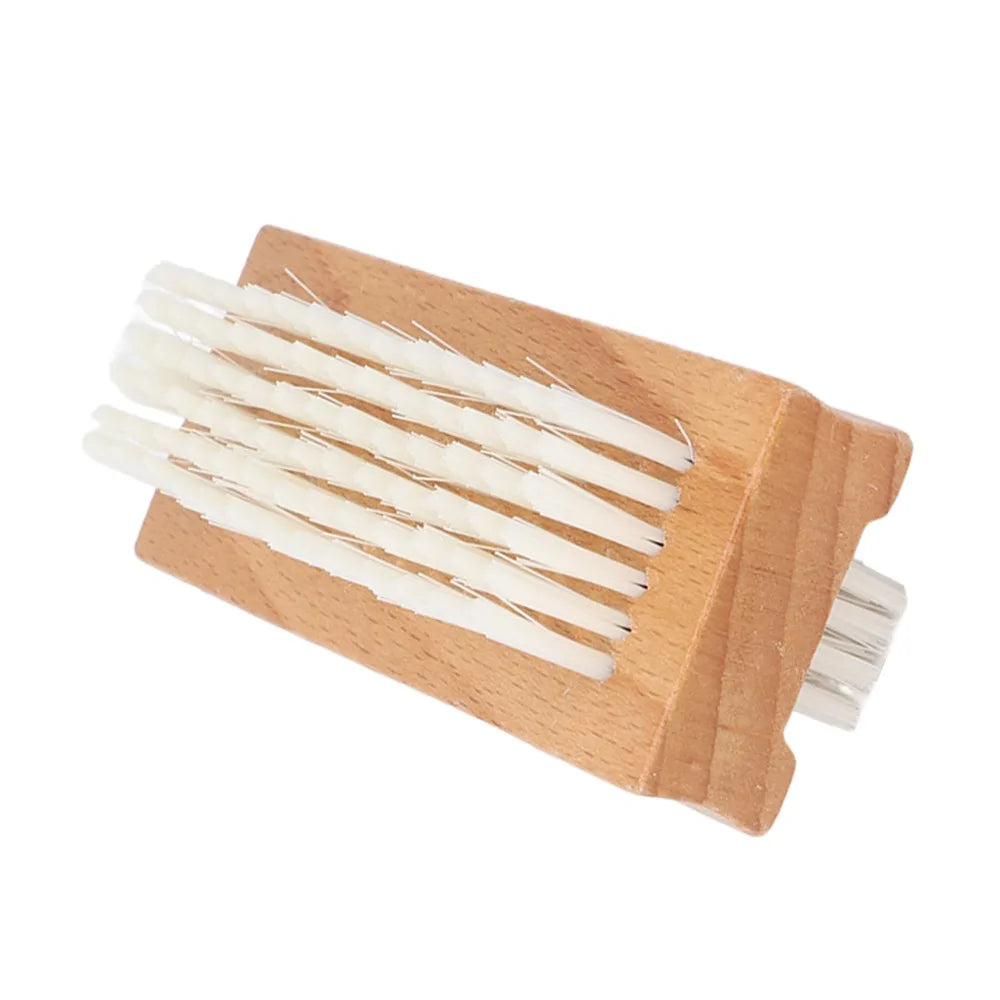 Wooden Double-Sided Nail Brush | Nylon Bristles Manicure Nail Cleaning Brush QXL