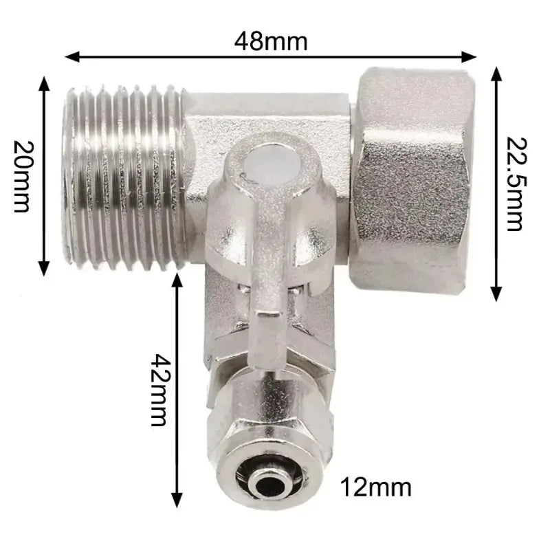 1/2" to 1/4" Three-Way Ball Valve Tee for Water Purifiers Plumbing Tee Adapter QXL