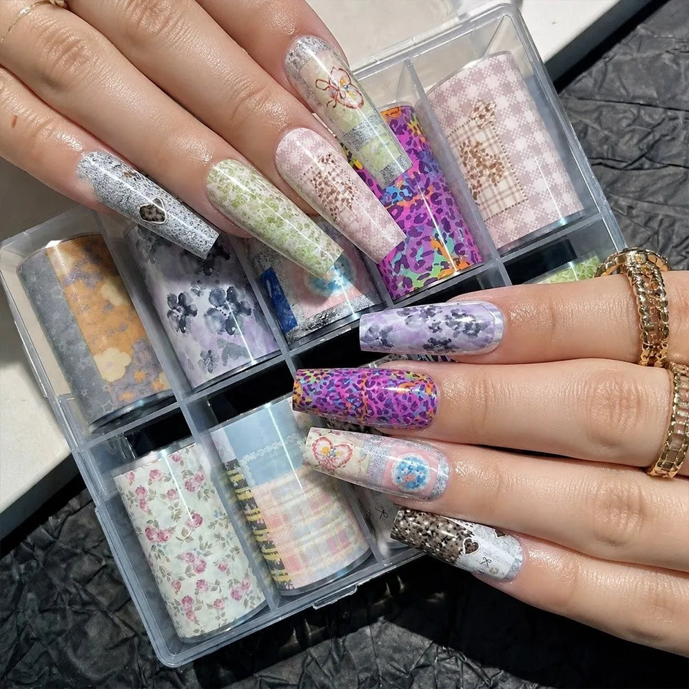 Nail Foil Stickers – Flower, Leopard & Stripe Decals Nail Foil Stickers QXL