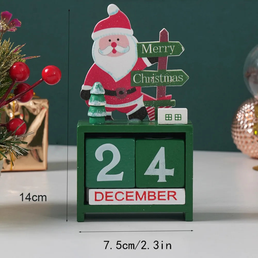 Christmas Wooden Calendar Display Window Desktop Decoration Holiday Wood Decoration QXL