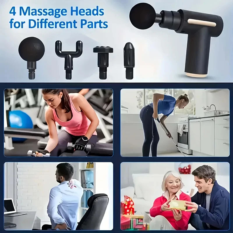 Portable Wireless Massage Gun | 4 Heads & LED Screen Handheld Massage Gun QXL