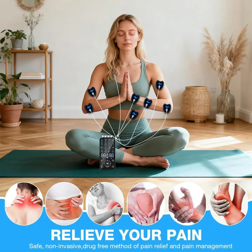TENS & EMS Muscle Stimulator | 16 Modes, Dual Channel Massager Muscle Stimulator QXL