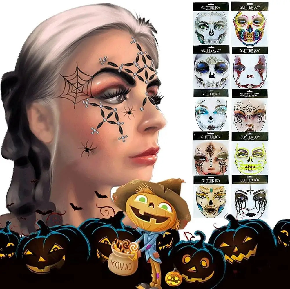 Halloween Face Gems | Acrylic Rhinestone Crystal Stickers Face Gem Stickers QXL