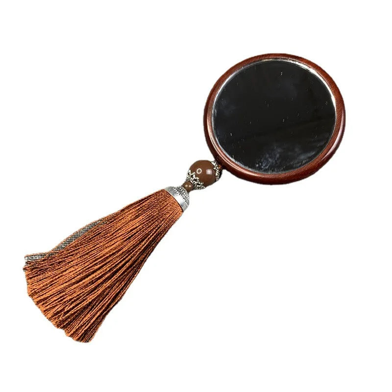 Sandalwood Pocket Mirror with Tassels | Retro Compact Gift Compact Pocket Mirror QXL