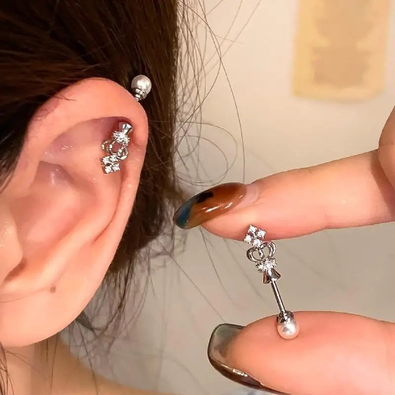 Shiny Zircon Cross Stud Earrings | Fashion Body Piercing Cross Stud Earrings QXL