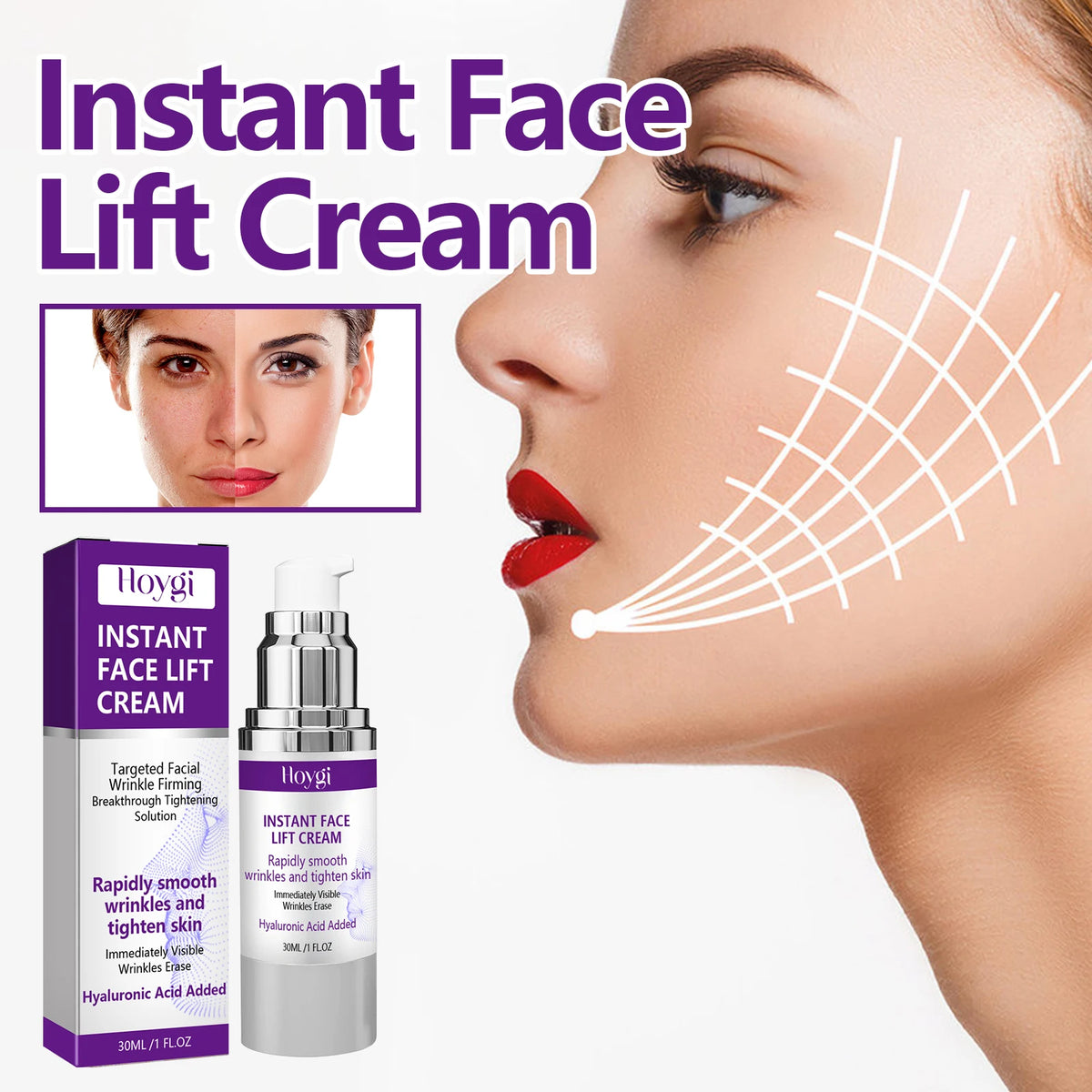 HOEGOA Hyaluronic Acid Face Lift Cream – Firm & Brighten 30ml Face Lift Cream QXL