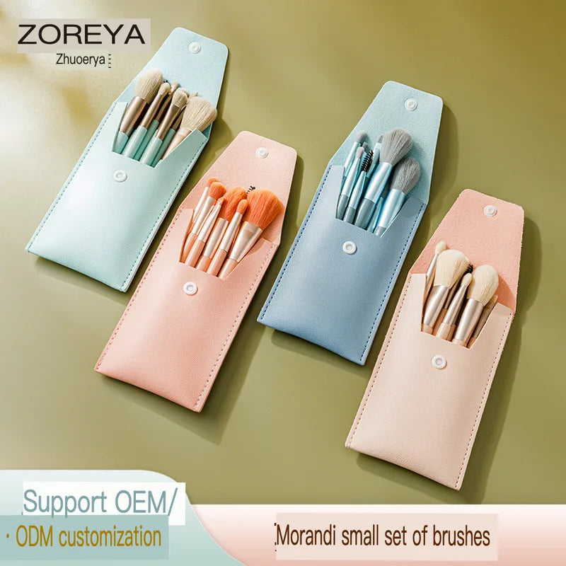 Zoreya 8-Piece Portable Mini Makeup Brush Set | Morandi Makeup Brush Set QXL