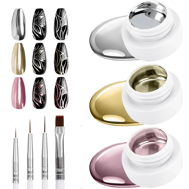 VERONNI Metallic Gel Nail Polish 5ml | Gold Silver Rose Gold Gel Nail Polish QXL
