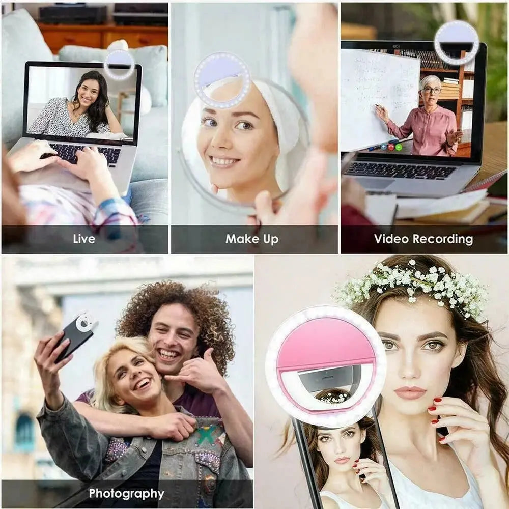 LED Selfie Ring Light with Phone Clip & USB Charge Selfie Ring Light QXL