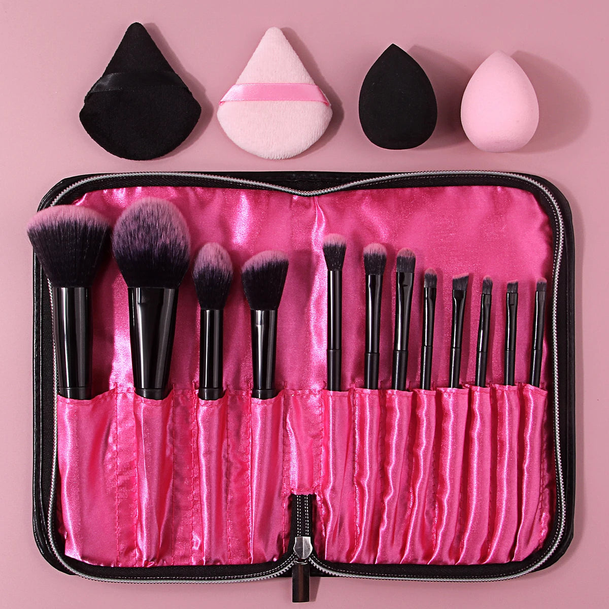 17-Pc Professional Makeup Brush Set with Bag & Sponges Makeup Brush Set QXL