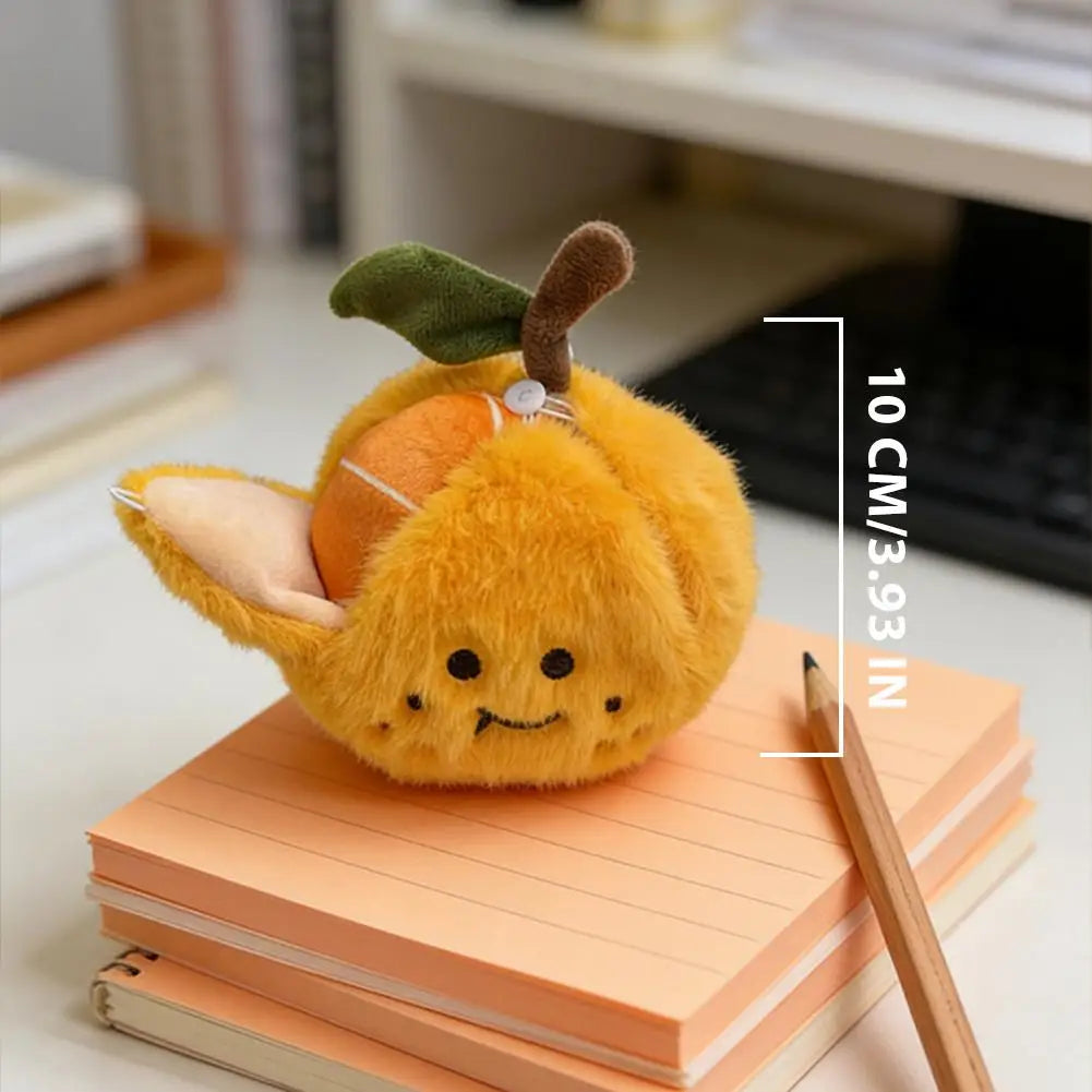 Peelable Orange Plush Keychain Toy | Cute Fruit Stuffed Pendant Plush Keychain Toy QXL
