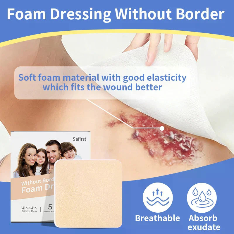 Sterile Foam Non-Adhesive Wound Dressing 10cm x 10cm Foam Wound Dressing QXL