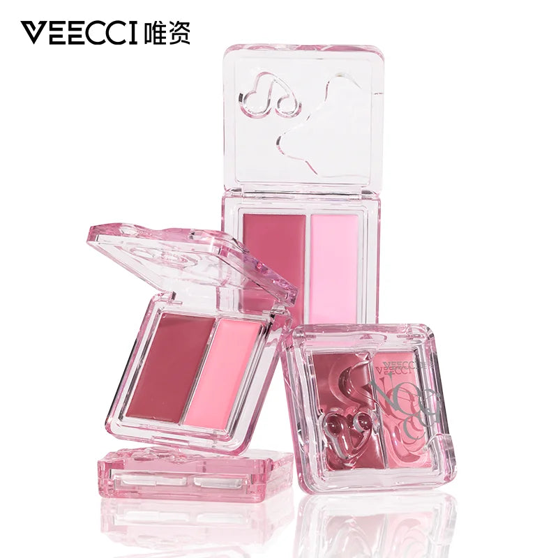 VEECCI Dual-Color Watery Blush Cream | Matte & Dewy Cheek Rouge Cream Blush QXL