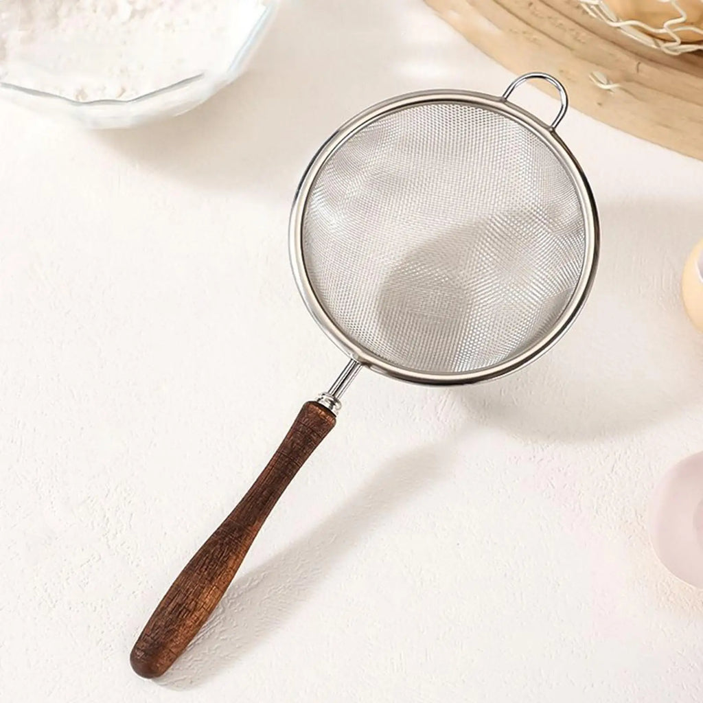 Fine Mesh Strainer Stainless Steel & Walnut Handle | 3 Sizes Mesh Strainer QXL