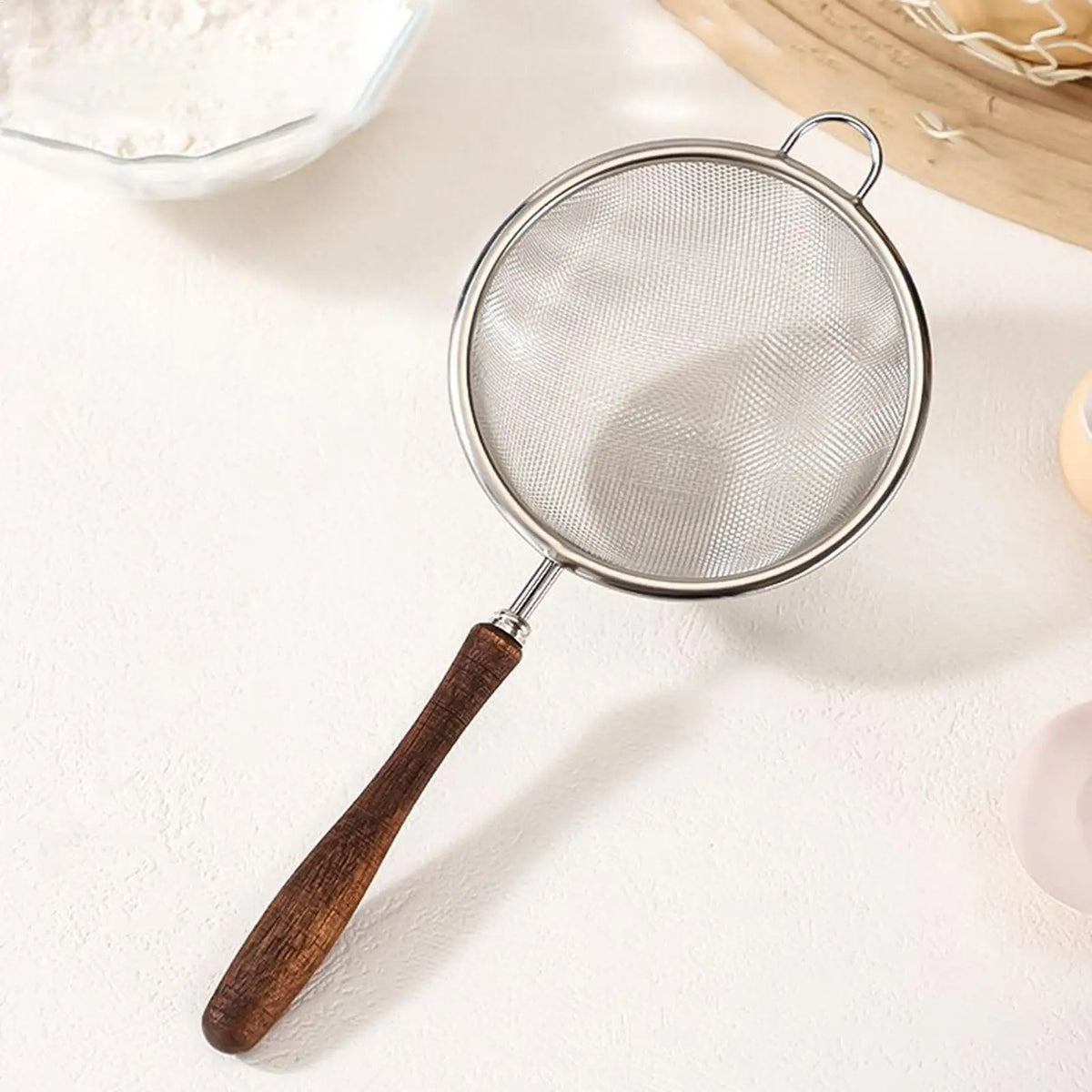 Fine Mesh Strainer Stainless Steel & Walnut Handle | 3 Sizes Mesh Strainer QXL