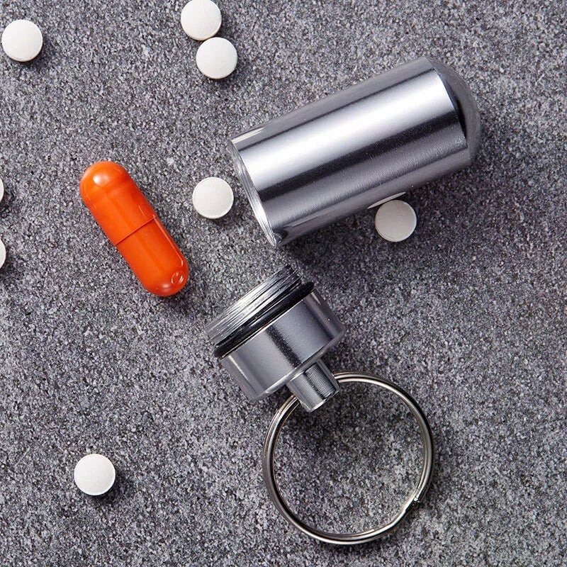 Waterproof Aluminum Keychain Pill Case | Travel Medicine Holder Keychain Pill Case QXL