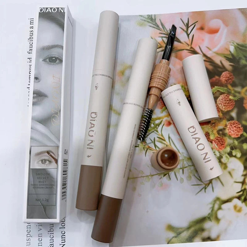 3-in-1 Waterproof Brow Pomade Pencil & Brush Kit Eyebrow Pomade Kit QXL