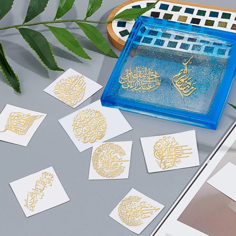 9-Pack Islamic Script Metal Gold Stickers | DIY Resin Craft Craft Stickers QXL