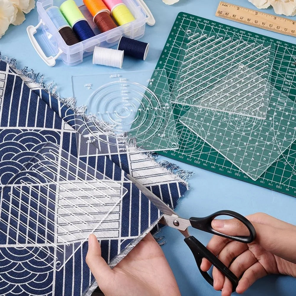 4-Piece Acrylic Sashiko Stencil Set | Quilting & Embroidery Tool Embroidery Stencil Set QXL