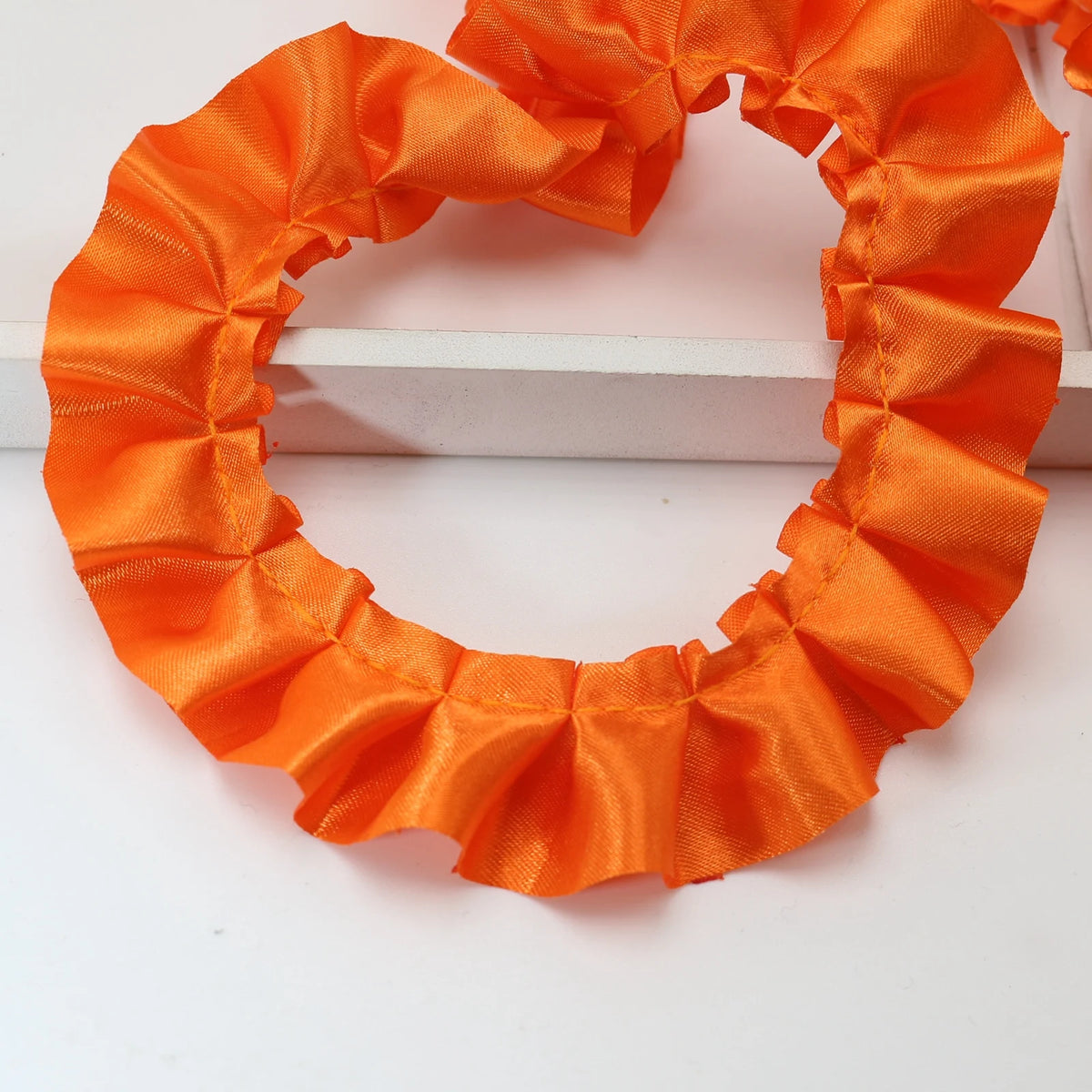 5.5 Yard Ruffle Satin Ribbon Trim 25mm | Sewing & Crafts Satin Ribbon Trim QXL orange 5yard