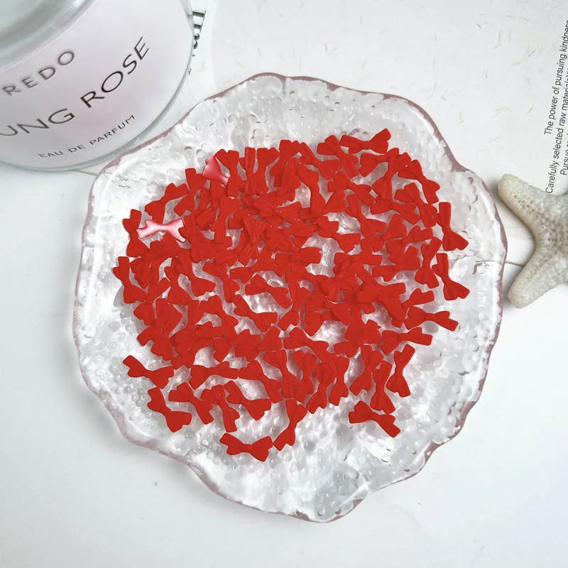 50-Pack Mini Macaron Bow Nail Art Charms | DIY Resin Decor Nail Art Charms QXL 50PCs red