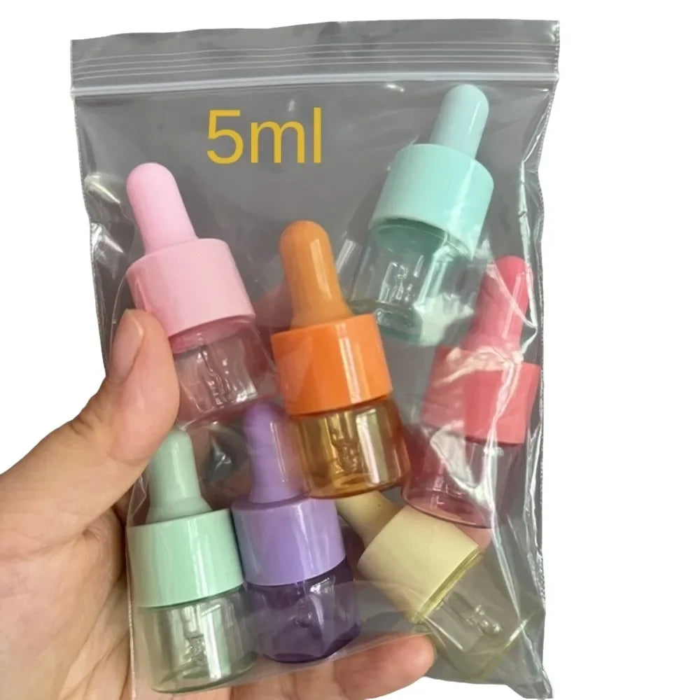 7-Pack Mini Glass Dropper Bottles 5ml & 10ml | Essential Oil Vials Glass Dropper Vials QXL 5ml