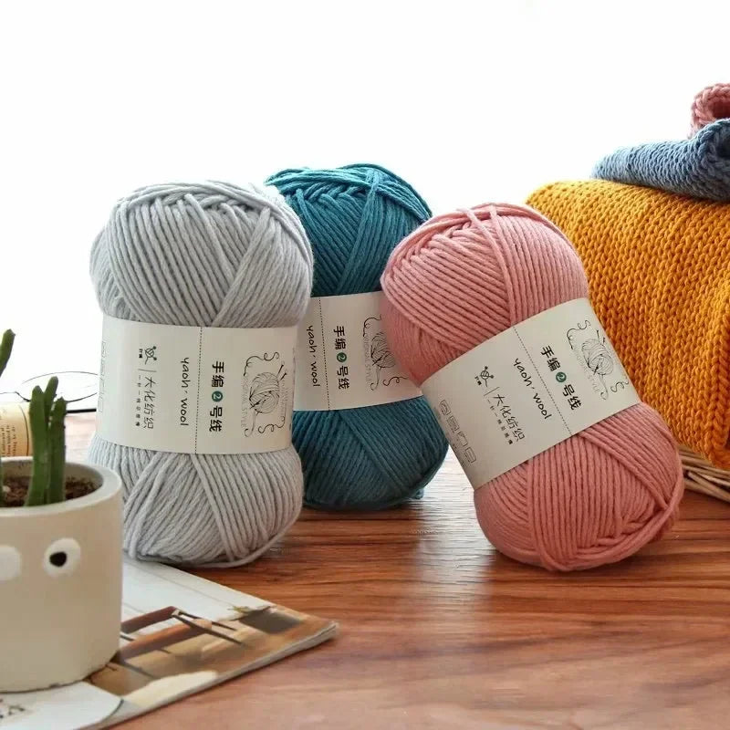 100g 6-Ply Milk Cotton Yarn Ball | Worsted Knitting & Crochet Craft Yarn QXL