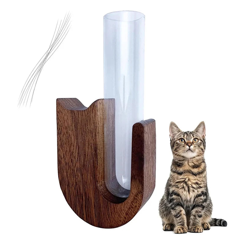 Cat Whisker Collector Vase Fridge Magnet | Wood & Glass Keepsake Pet Whisker Keepsake QXL