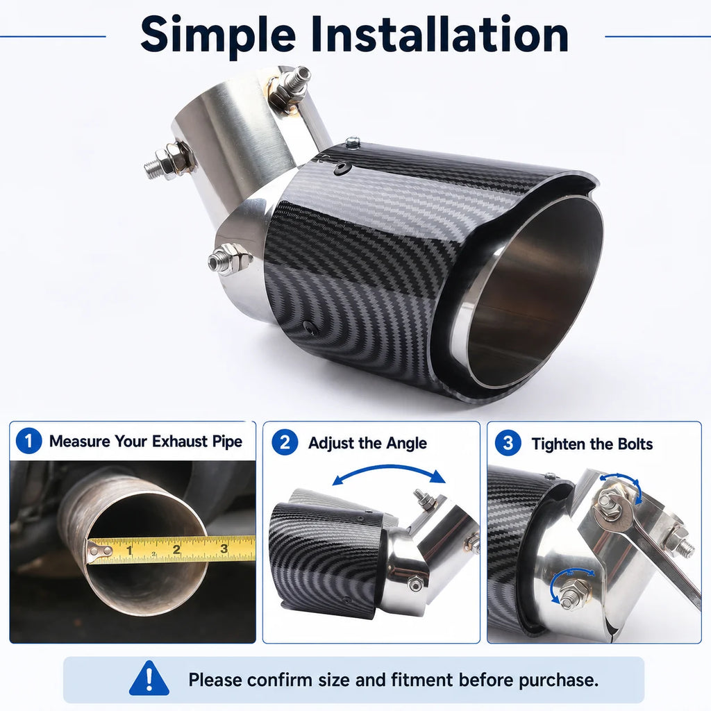 Carbon Fiber Exhaust Tip 63–89mm | Adjustable Stainless Steel Exhaust Tip QXL