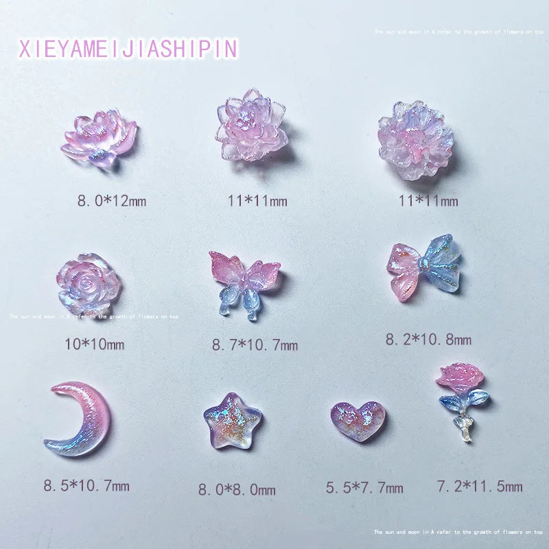 20-Pc 3D Kawaii Rose & Butterfly Nail Charms | DIY Nail Art Nail Art Charms QXL