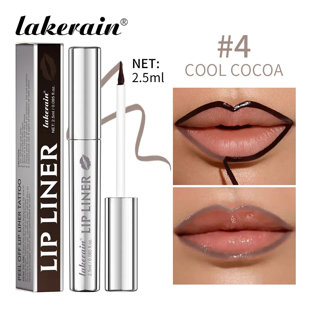 Peel Off Matte Lip Liner Stain | Waterproof Long-Lasting Peel Off Lip Liner QXL 4Cool Cocoa