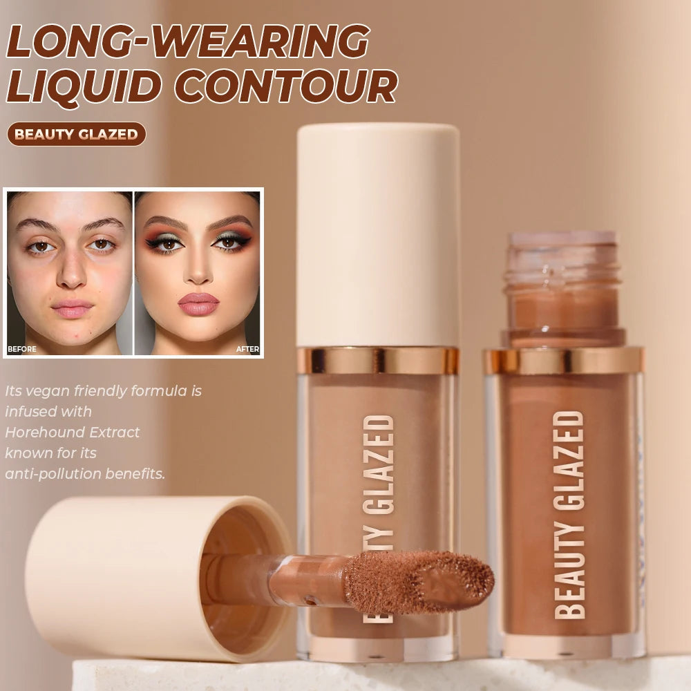 Beauty Glazed 2-Color Liquid Contour | Waterproof Matte V-Face Liquid Contour Makeup QXL