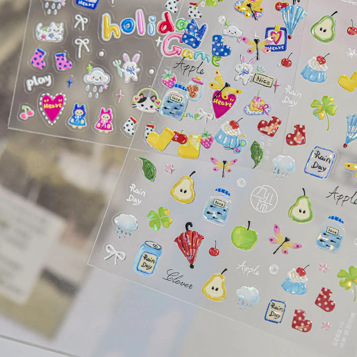 5D Nail Stickers – Bunny, Cat, Dessert & Bow Decals 5D Nail Stickers QXL