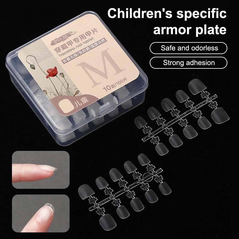 100-Pack Kids Clear Press-On Nail Tips | Coffin False Nails Kids False Nail Tips QXL