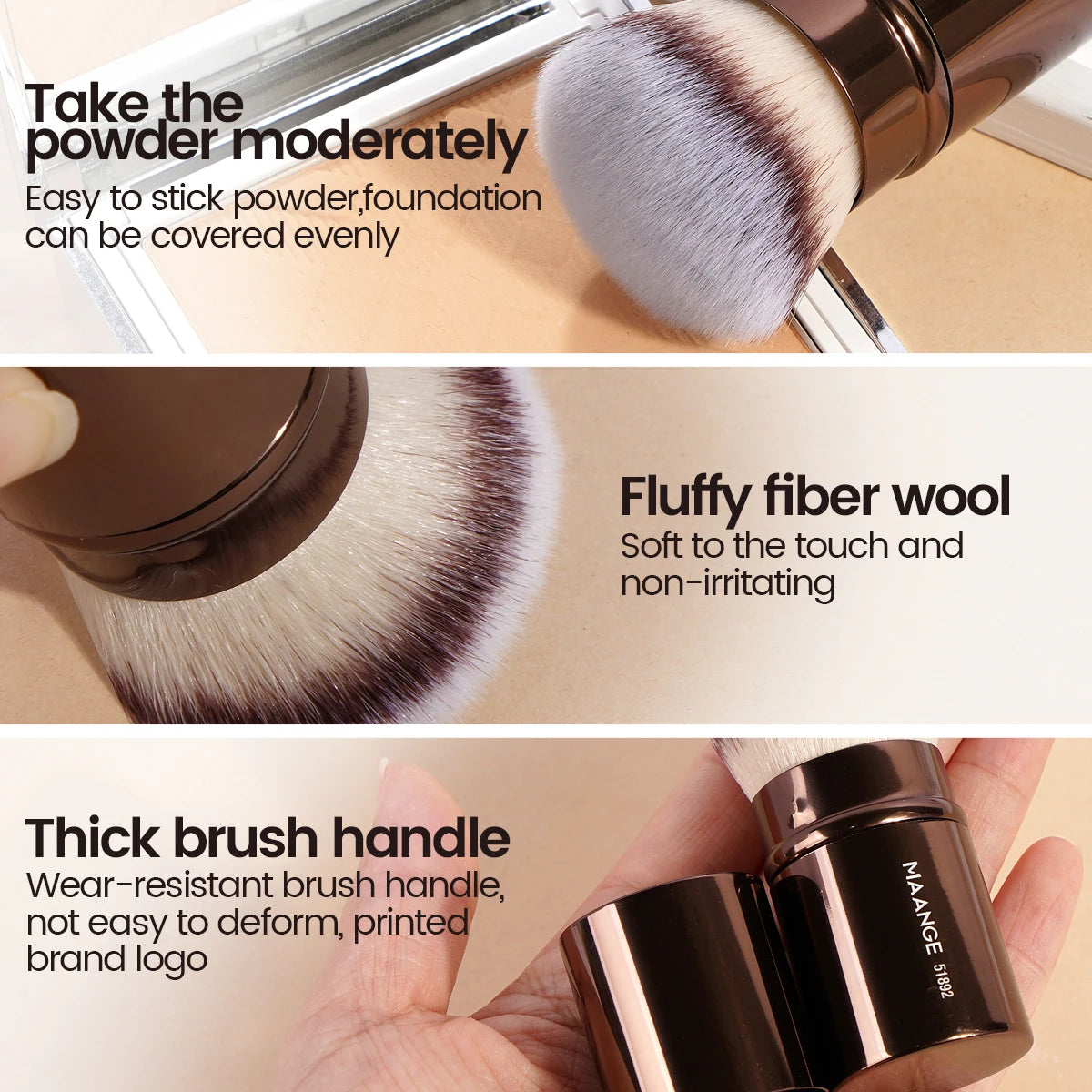 MAANGE Retractable Kabuki Brush – Blush, Powder & Contour Kabuki Makeup Brush QXL