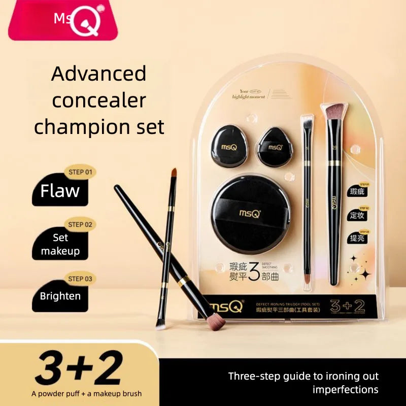 MSQ Double-Head Concealer Brush Set | 5-Piece Flat Head Concealer Brush Set QXL