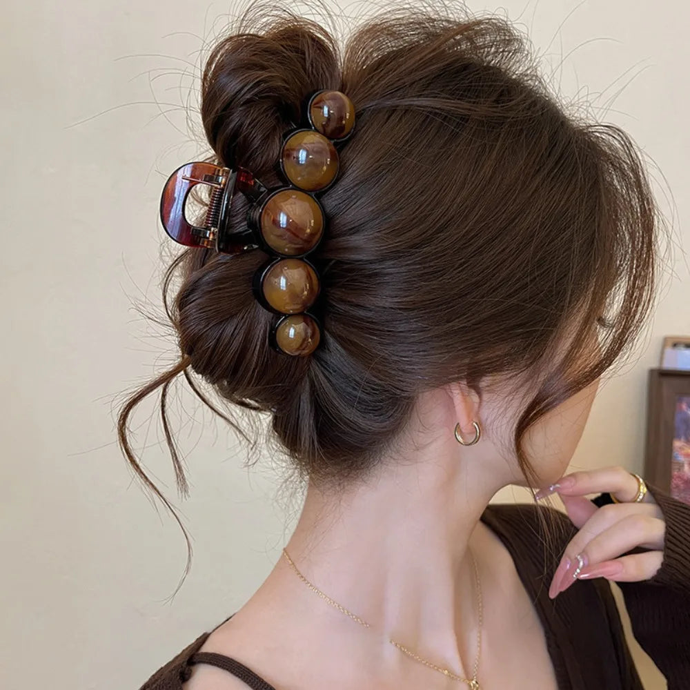 Gradient Beaded Hair Claw Clip | 11cm Geometric Retro Hairpin Hair Claw Clip QXL color A