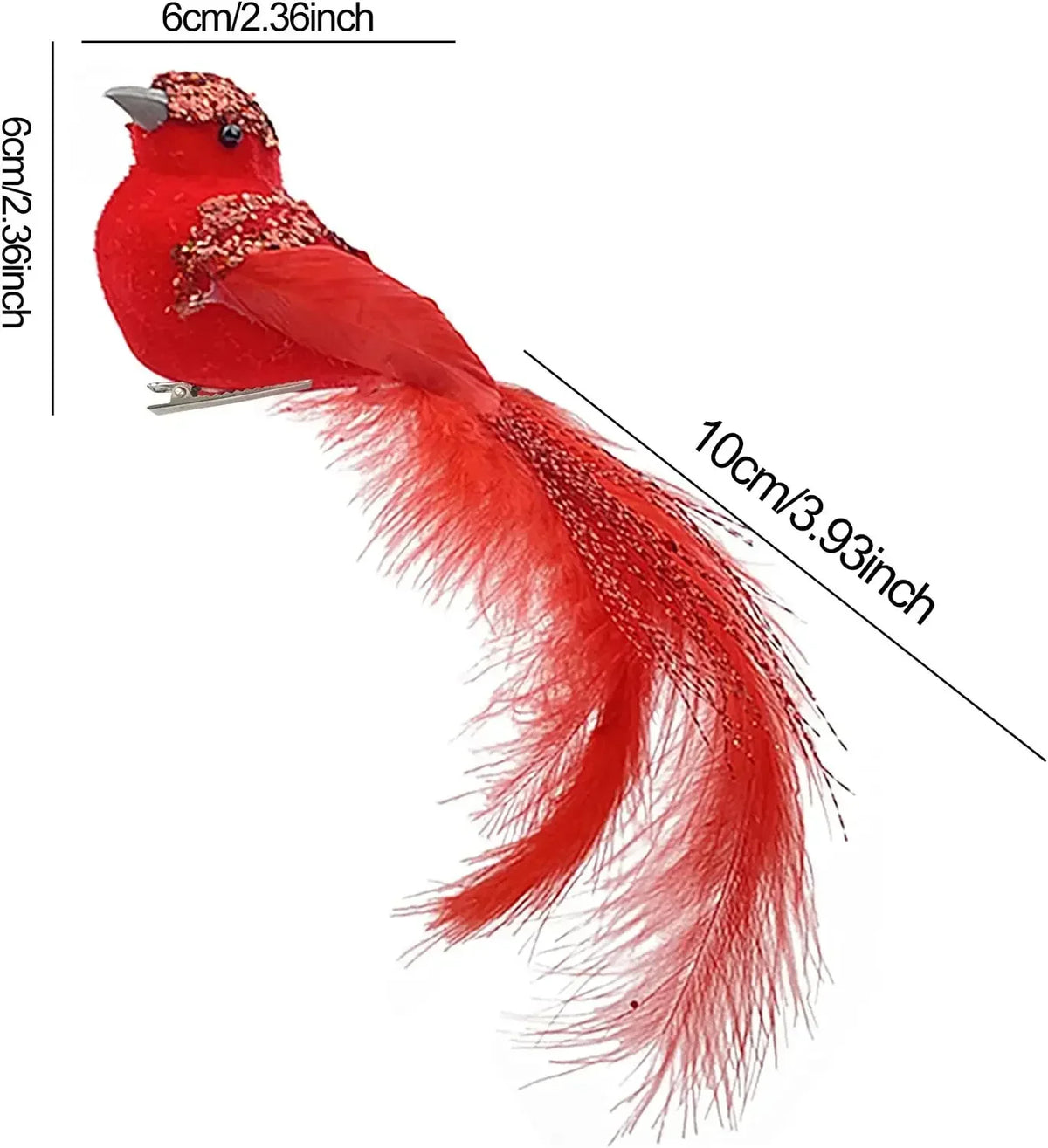 3-Pack Clip-On Cardinal Bird Ornaments | Christmas Tree Decor Christmas Bird Ornament QXL 3pcs red