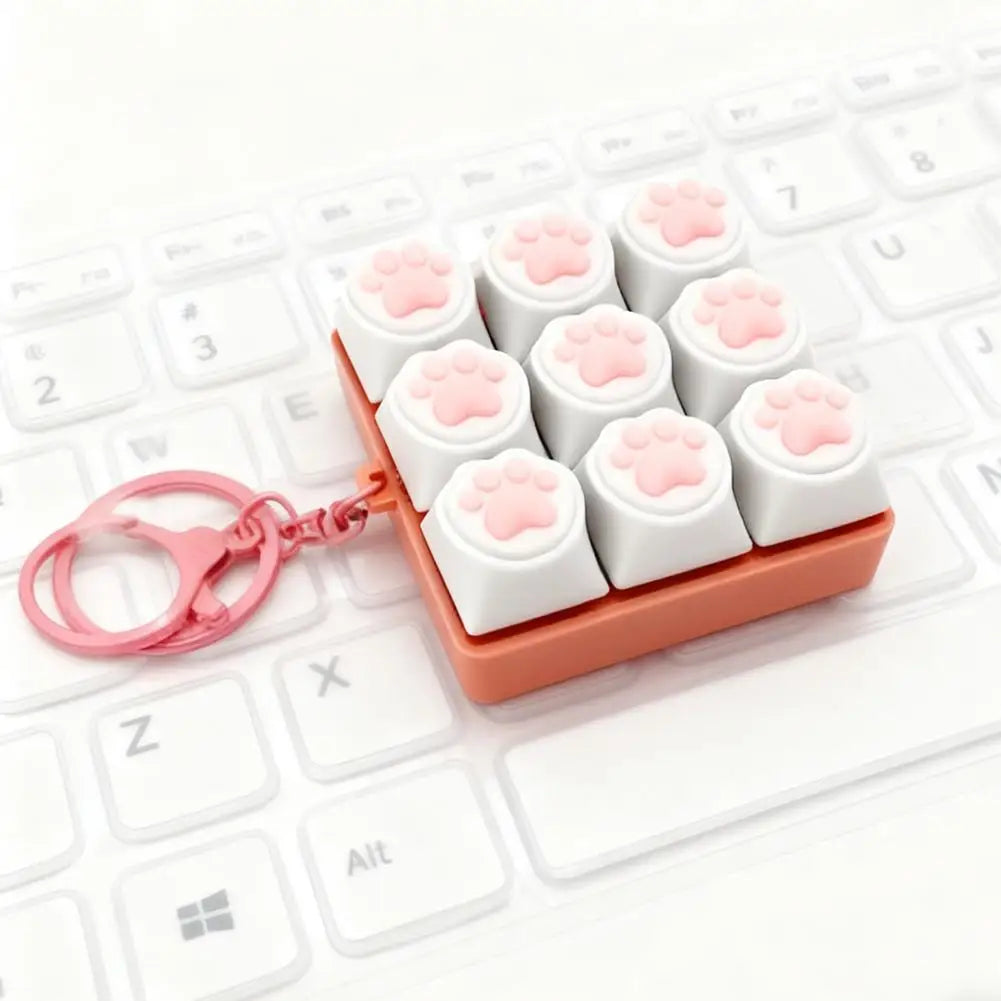 9-Key Mechanical Keyboard Fidget Clicker Keychain Toy Fidget Clicker Toy QXL
