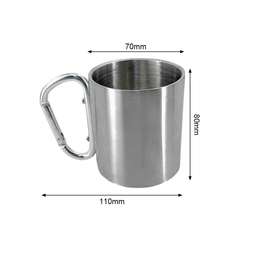 Stainless Steel Camping Mug with D-Shape Carabiner Handle Camping Mug QXL