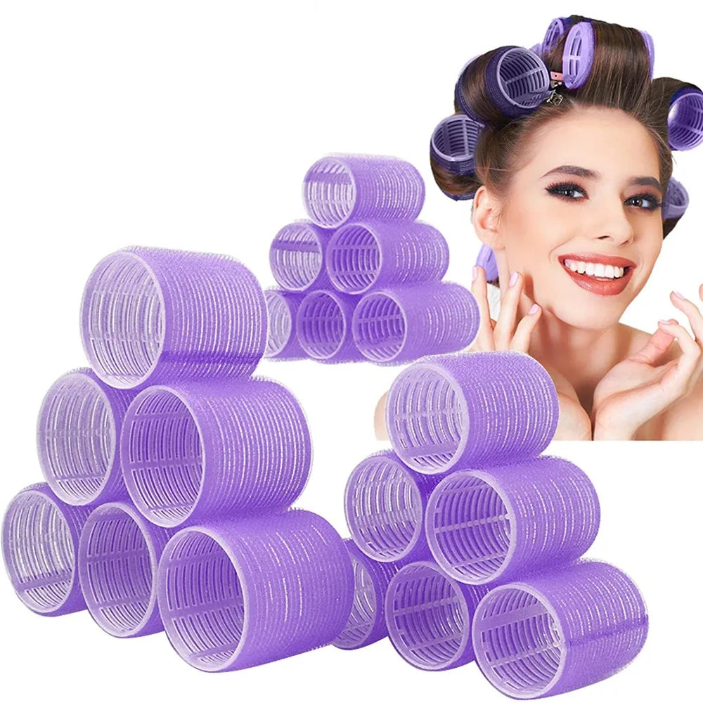 6-Pack Jumbo Self-Grip Heatless Hair Rollers | Hook & Loop Curlers Hair Rollers QXL