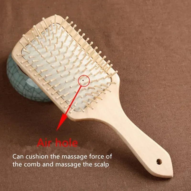 Bamboo Wood Hair Brush & Scalp Massage Comb | 3 Sizes Bamboo Hair Brush QXL