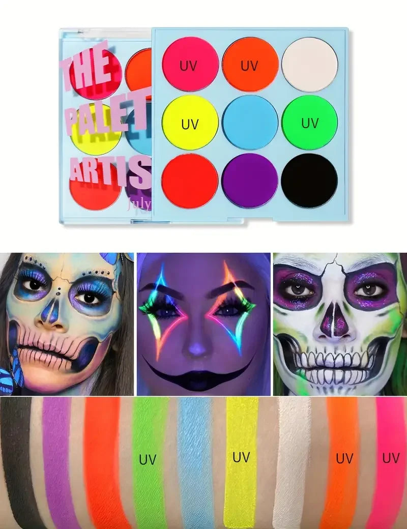 UV Face & Body Paint Palette | Luminous Water-Soluble Cream UV Body Paint Palette QXL