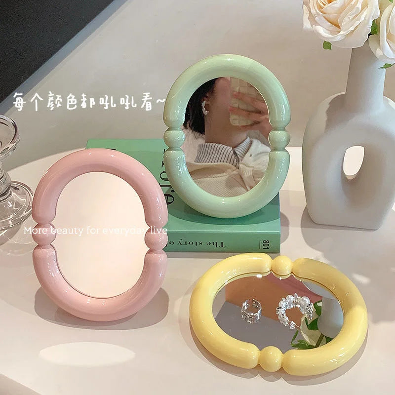 Cute Folding Desktop Makeup Mirror | HD Glass Square & Oval Folding Makeup Mirror QXL